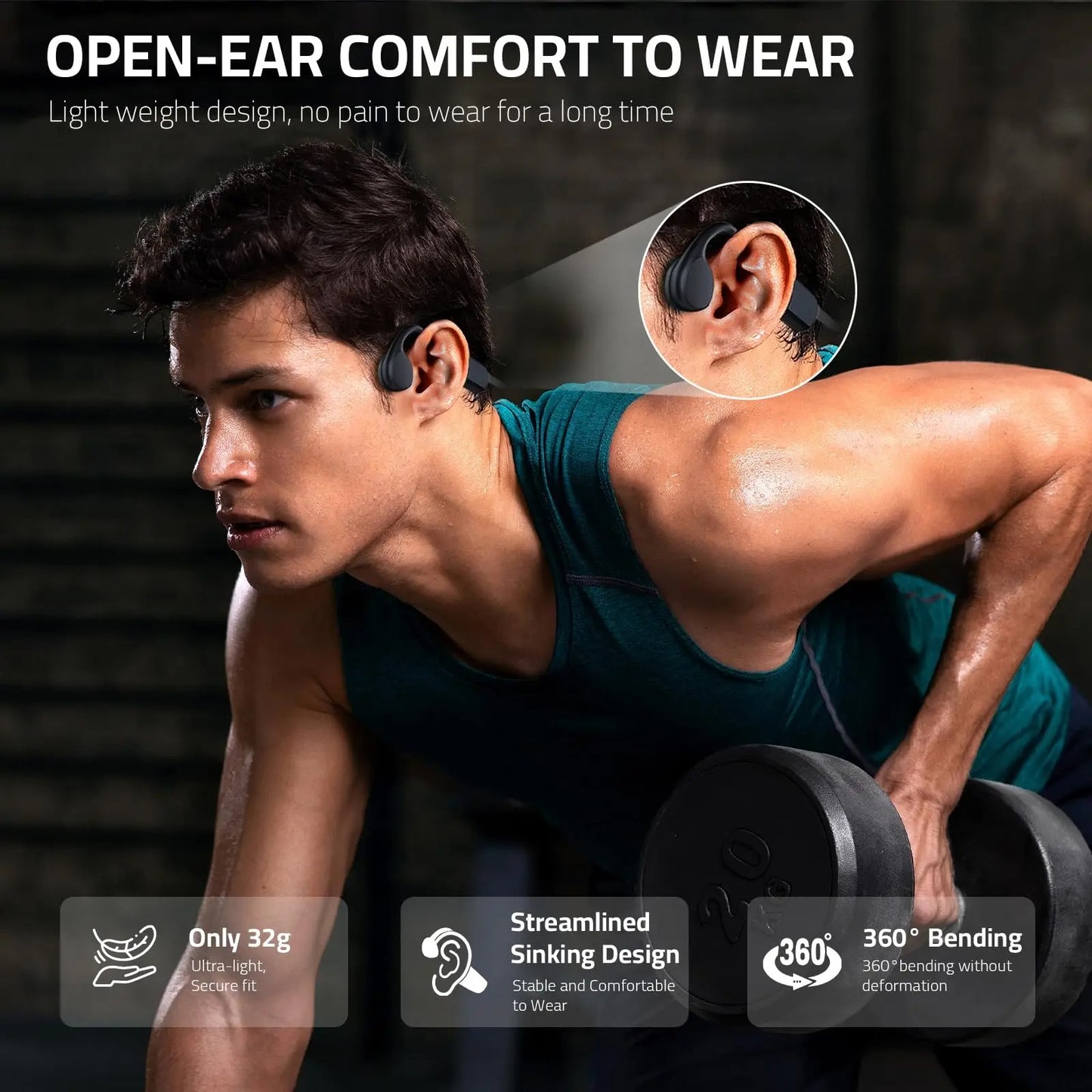IPX8 Waterproof Bone Conduction Sports Headphones